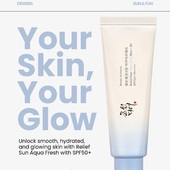 Το viral αντηλιακό της Beauty of Joseon έχει και… αδερφάκι, το Aqua Fresh με SPF50+ και αρκετά πιο λεπτόρρευστη υφή, που δε «βαραίνει» την επιδερμίδα, χαρίζει μια φυσική λάμψη και απορροφάται γρήγορα.